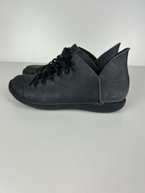 LOINTS OF HOLLAND CAROLA LEATHER LACE UP BOOTIE SHOES SIZE 36 CHARCOAL BLACK